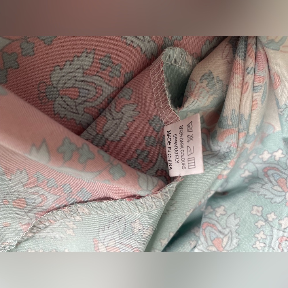 Patchwork Boho Peasant Blouse Top 2XL Floral Spring Balloon Sleeve Casual Tassel - Picture 8 of 16